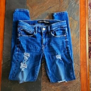 EXPRESS Distressed Blue Jean Leggings size: 4